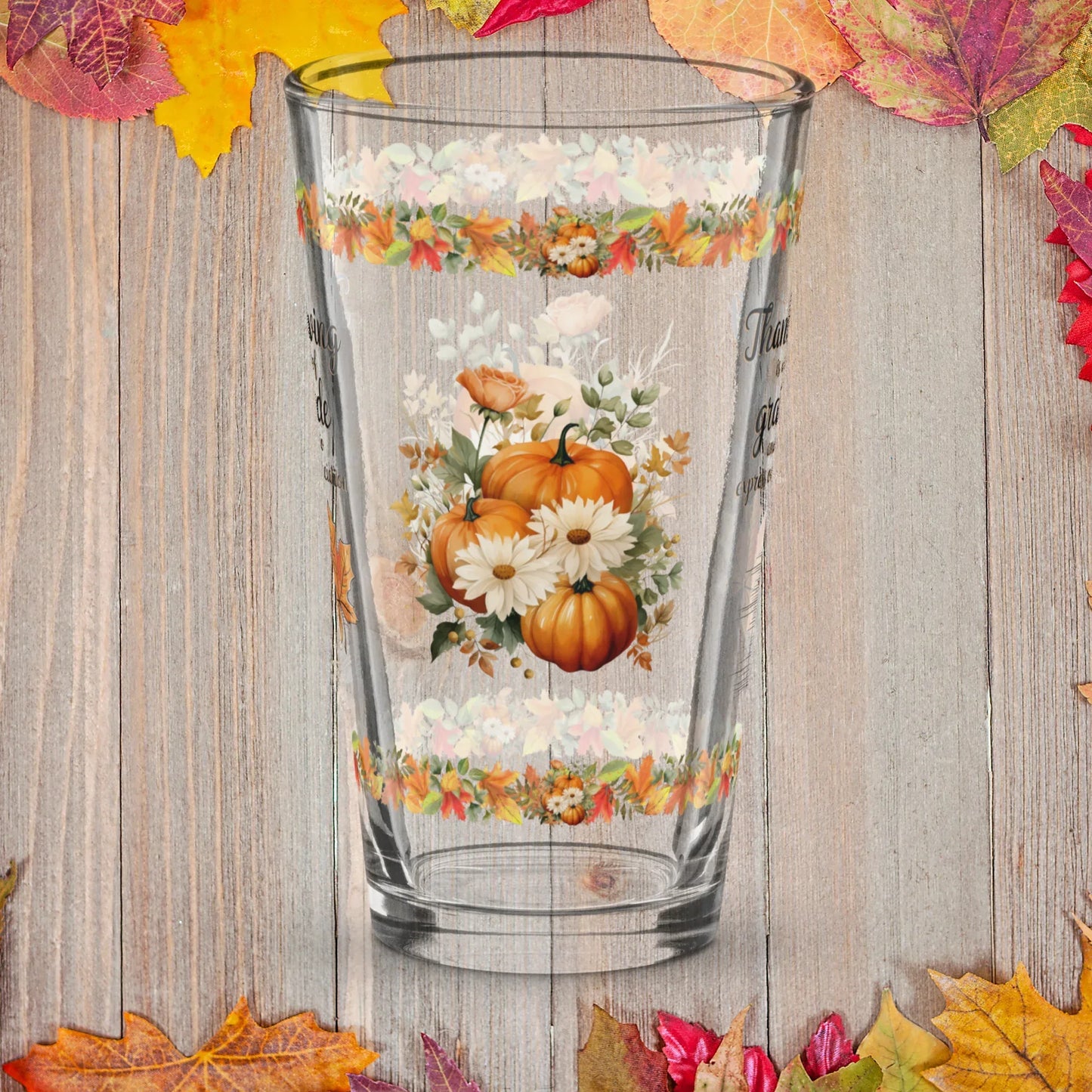 Shop our premium thanksgiving is a season of gratitude thanksgiving pint glass 16oz from MySisterIsASurvivor.