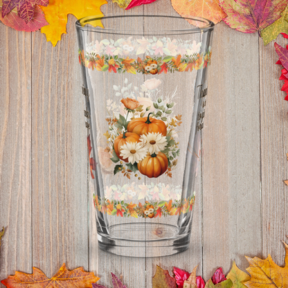 Thanksgiving glass with “Give Thanks For All We Have” positive message