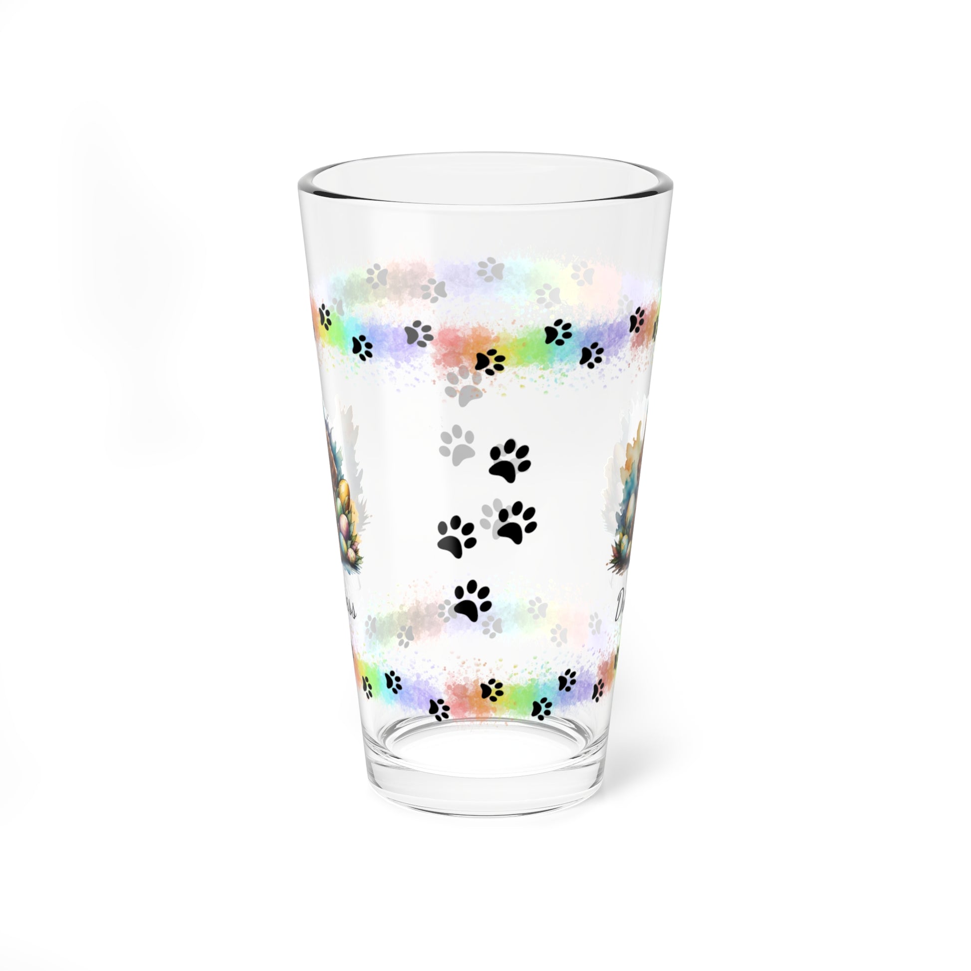 Poodle (Brown) Personalized Easter Puppy 16oz Pint Glass - Custom Dog Design, Mental Health Gift, Easter Décor, and Festive Celebrations