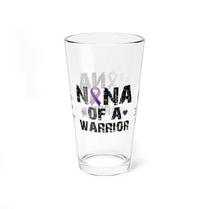 Nana of a Warrior: Personalized Domestic Violence Awareness Warrior Pint Glass - Proud Family Member