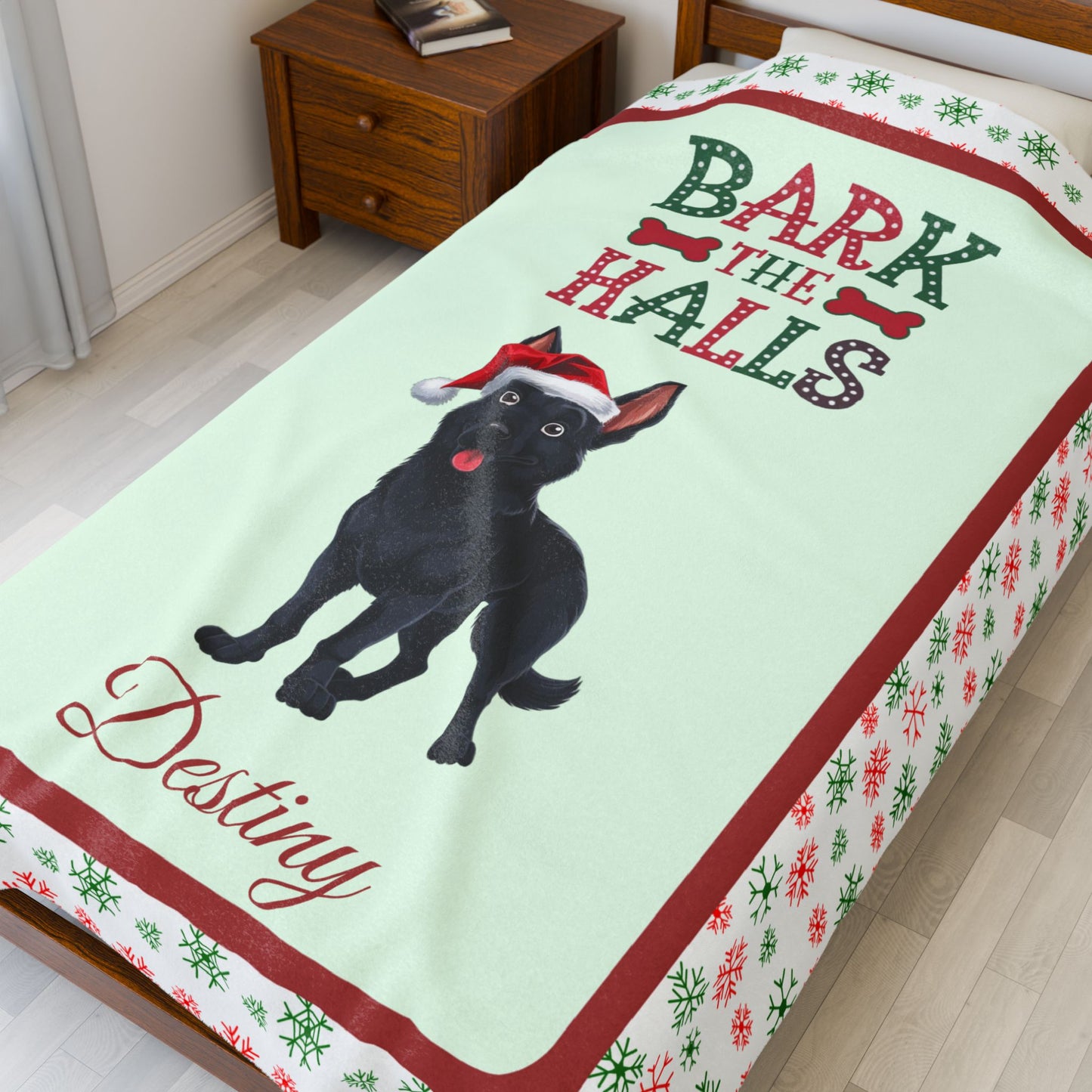 German Shepherd (Black) Velveteen Blanket - Cozy holiday dog lover throw, personalized GSD gift