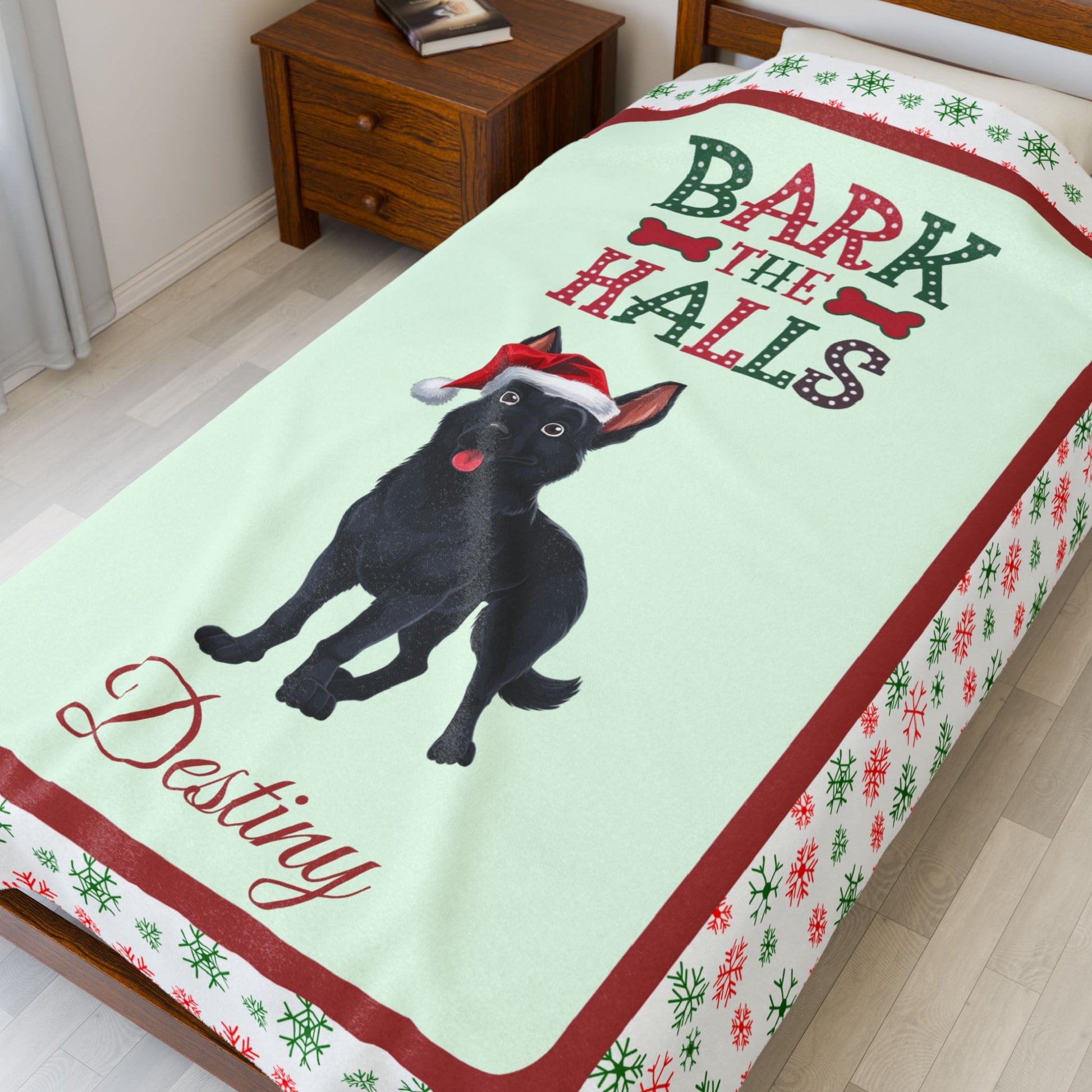 German Shepherd (Black) Velveteen Blanket - Cozy holiday dog lover throw, personalized GSD gift