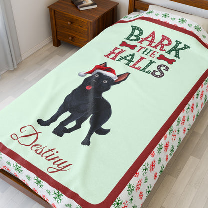German Shepherd (Black) Velveteen Blanket - Cozy holiday dog lover throw, personalized GSD gift