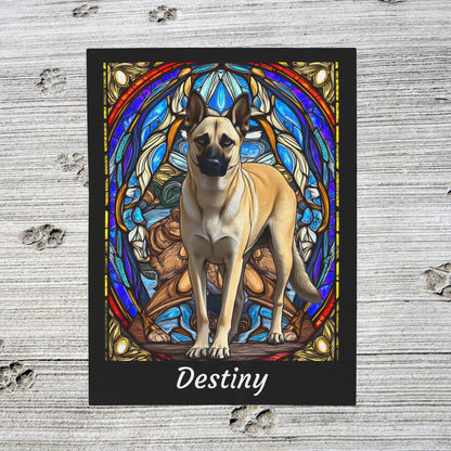 Belgian Malinois cream velveteen blanket, stained glass dog throw, personalized pet lover gift - MySisterIsASurvivor