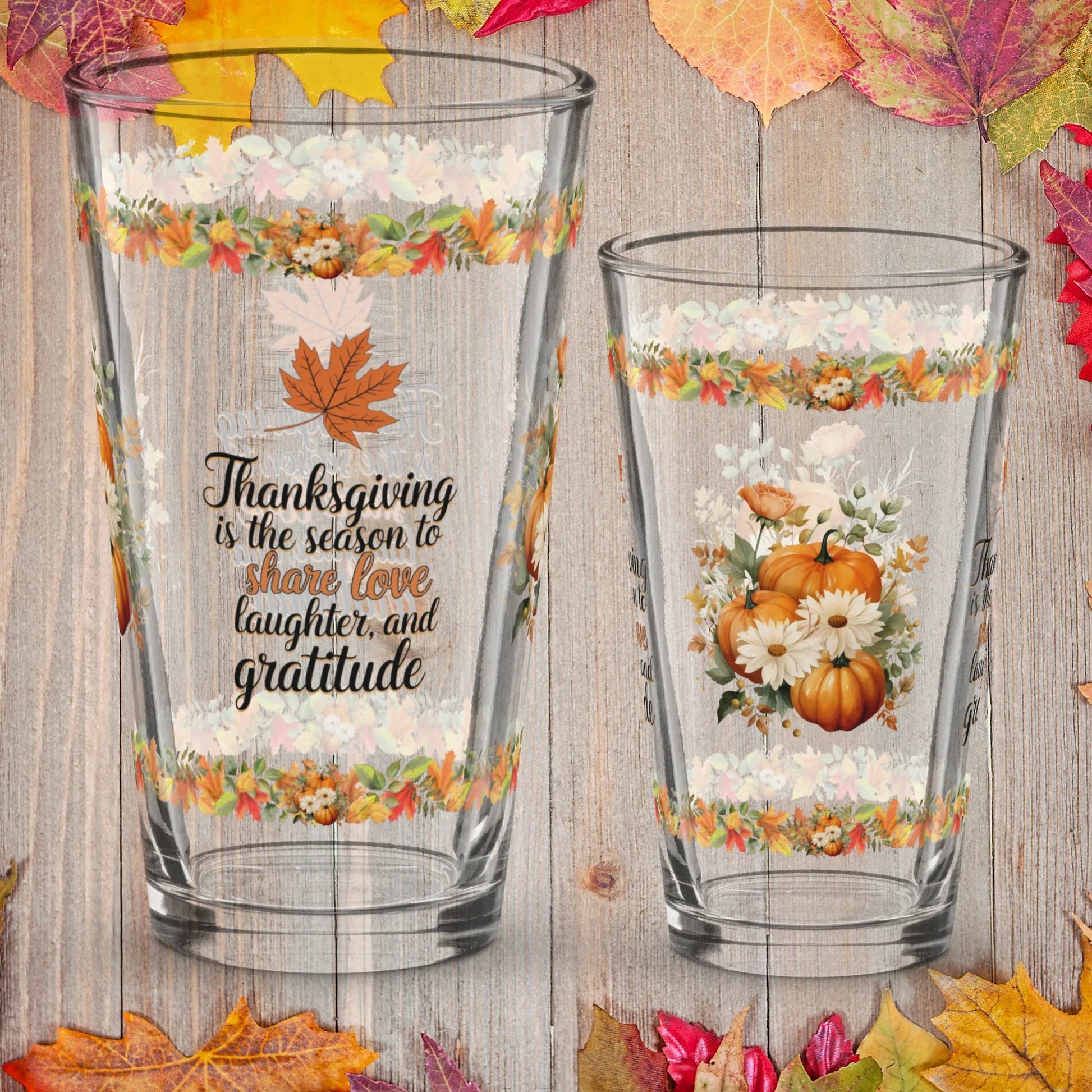 Shop our premium thanksgiving is the season to share thanksgiving pint glass 16oz from MySisterIsASurvivor.