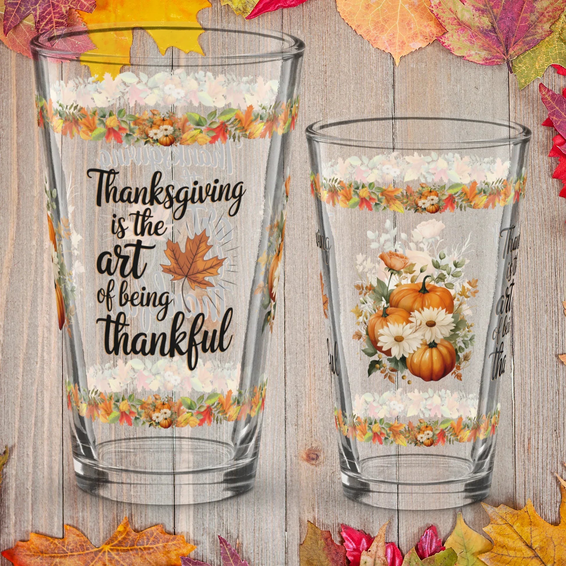 Shop our premium thanksgiving is the art thanksgiving pint glass 16oz from MySisterIsASurvivor.