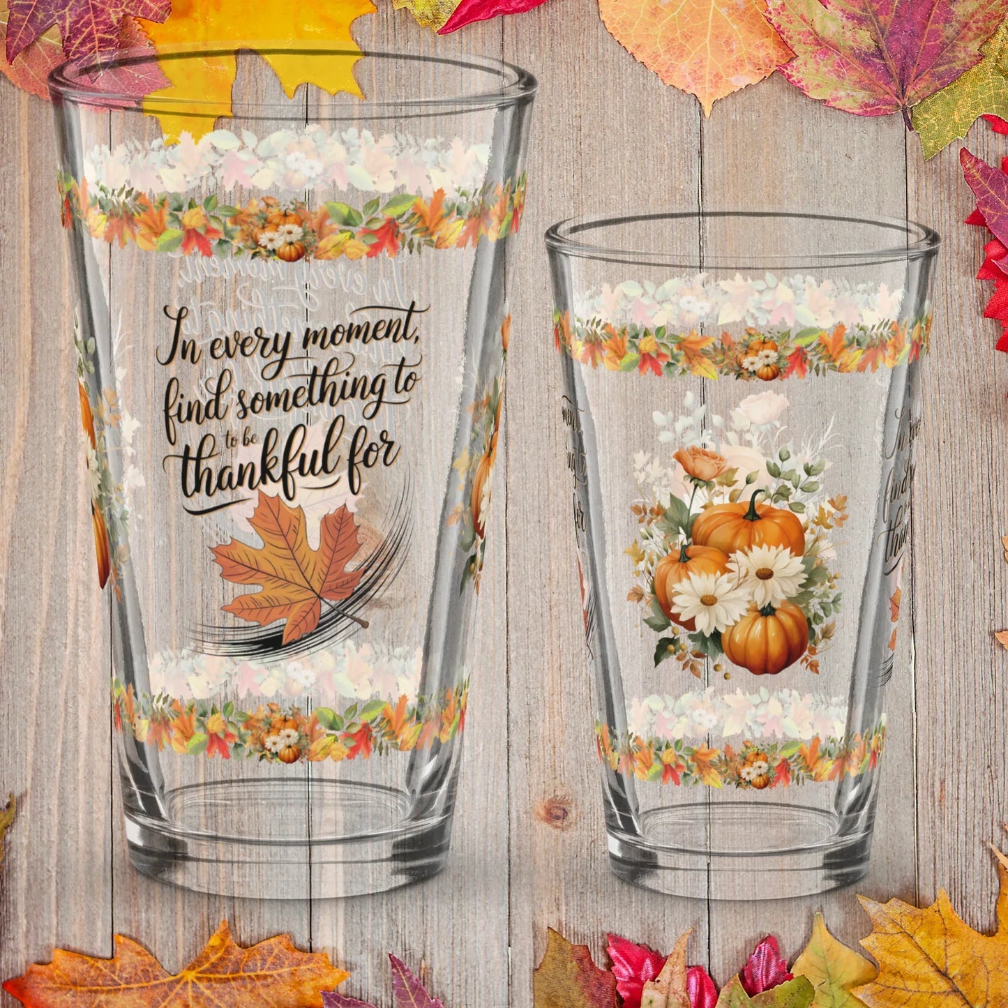 Shop our premium in every moment find something thanksgiving pint glass 16oz from MySisterIsASurvivor.