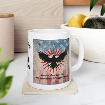 Personalized Memorial Day Mug - "Memories Of War Don't Fade" PTSD Support Tribute
