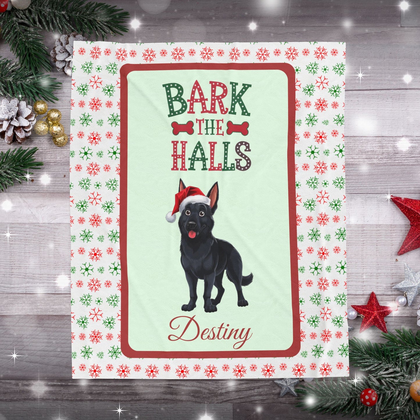 German Shepherd (Black) Velveteen Blanket - Cozy holiday dog lover throw, personalized GSD gift