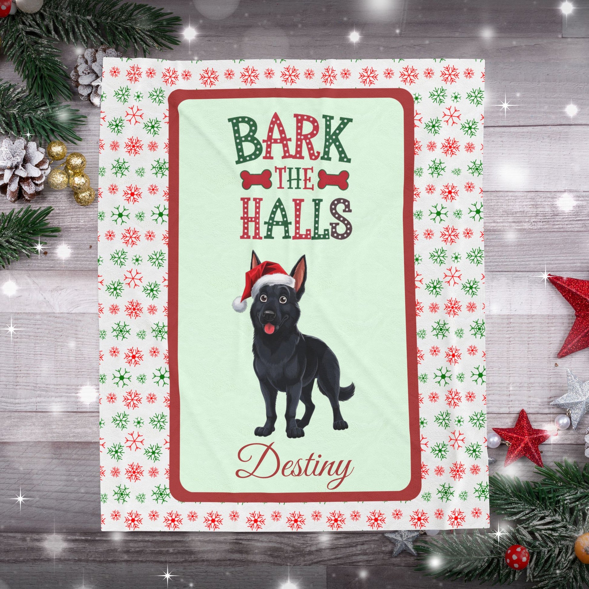 German Shepherd (Black) Velveteen Blanket - Cozy holiday dog lover throw, personalized GSD gift