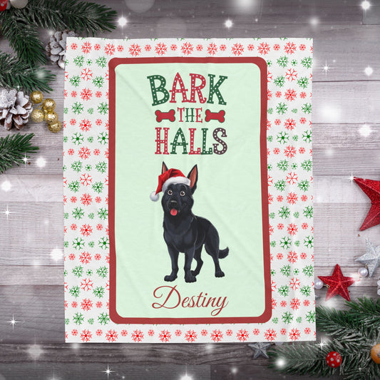 German Shepherd (Black) Velveteen Blanket - Cozy holiday dog lover throw, personalized GSD gift