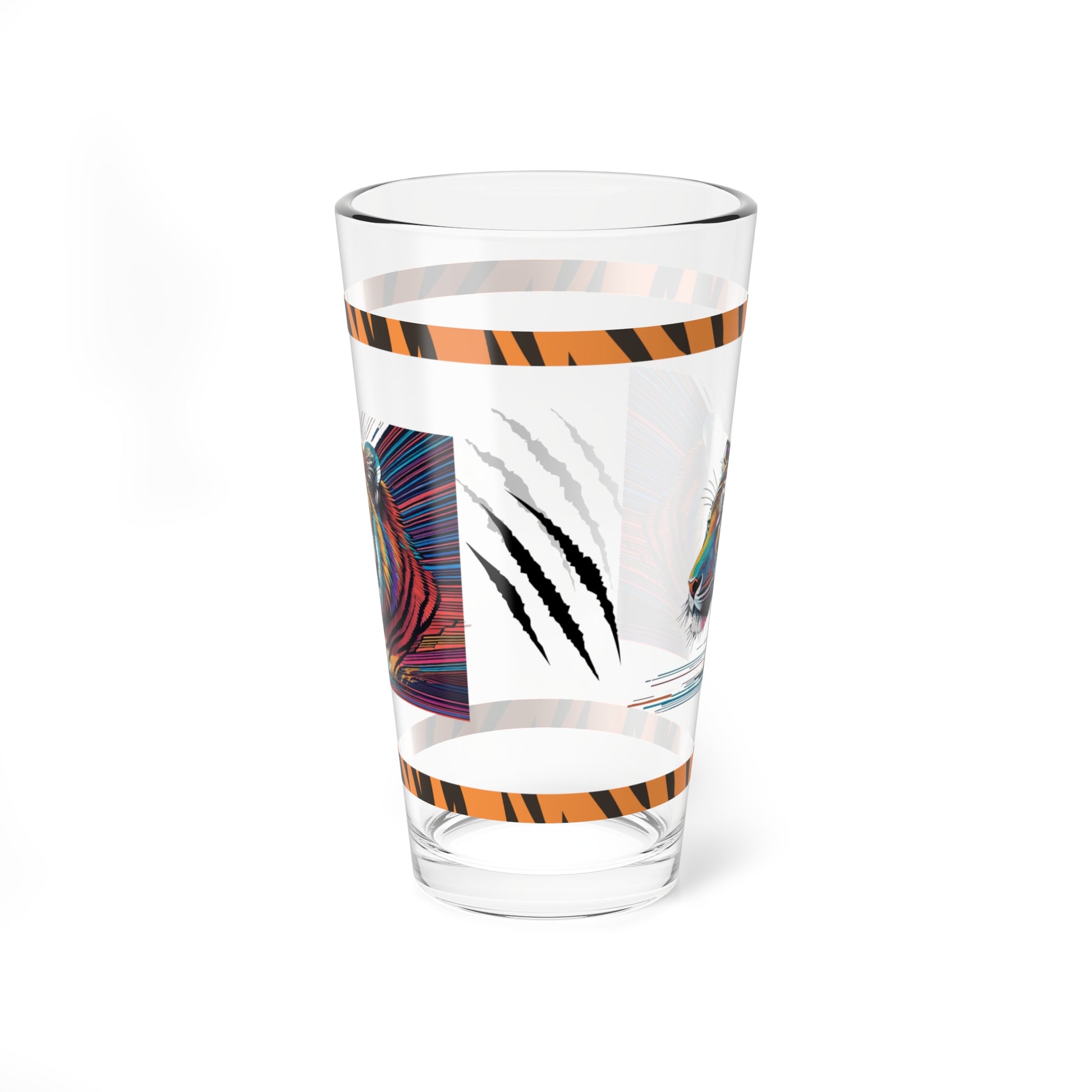 Bold Tiger Strides 16oz Tiger Pint Glass - Inspiring Strength, Courage, and Empowerment