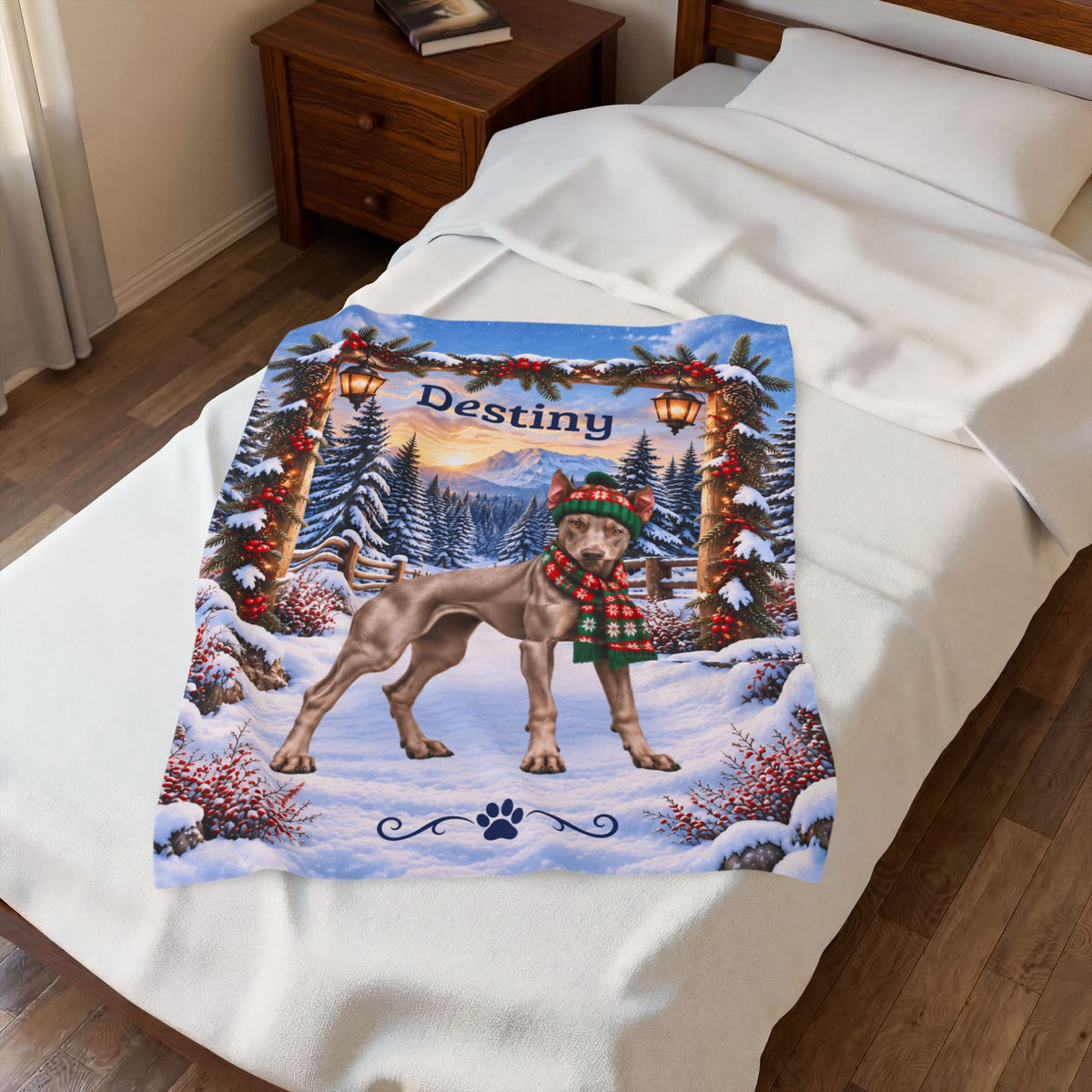 Doberman (Fawn-Isabella Coat) - Personalized Winter Blanket, Custom Name Velveteen Throw