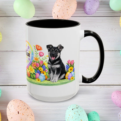 Shop our german shepherd black silver puppy easter mug featuring the 15oz style option from MySisterIsASurvivor.