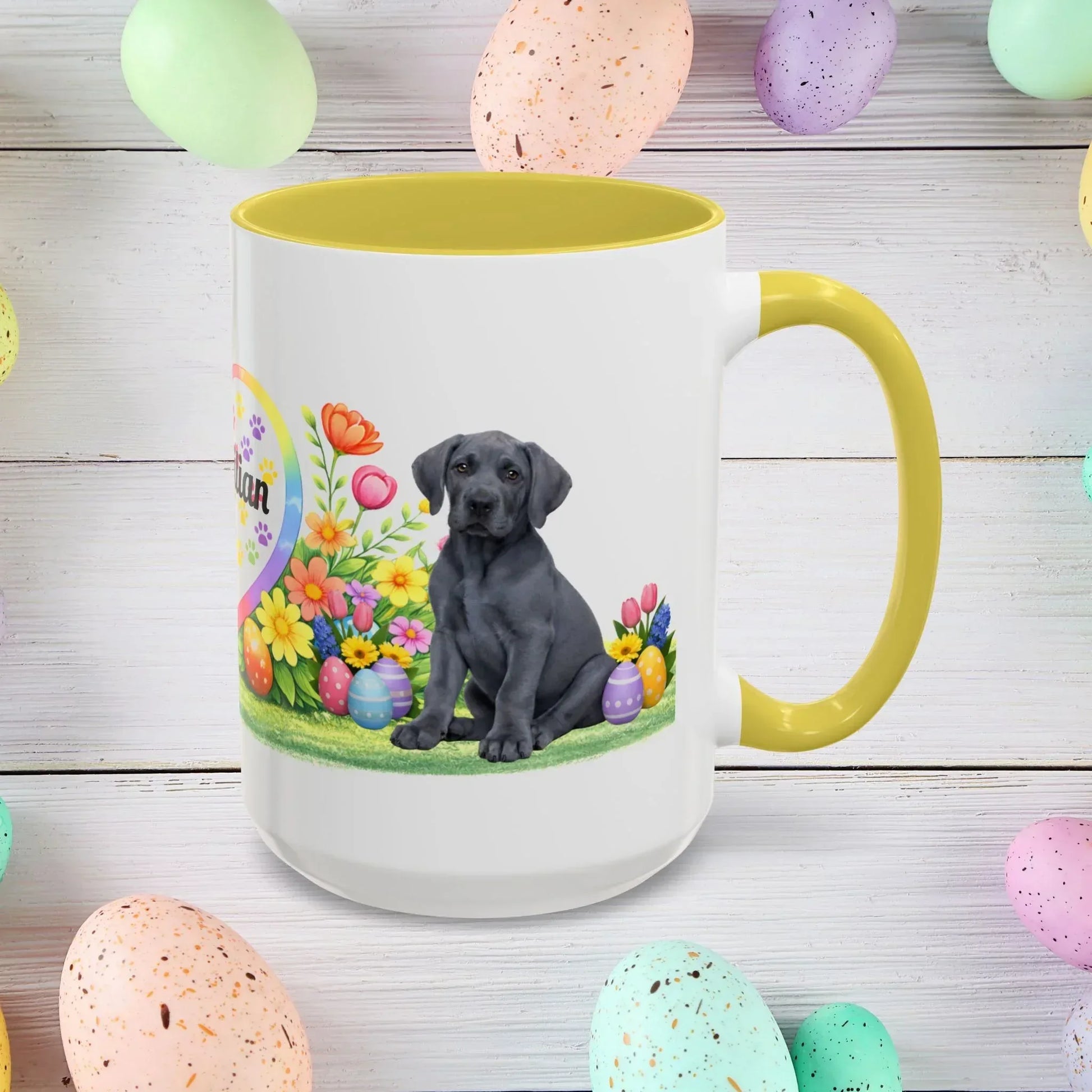 Shop our premium great dane blue puppy easter mug from MySisterIsASurvivor.