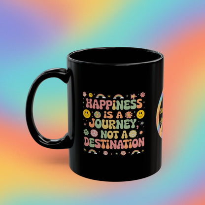 Happiness is a Journey retro 70s mental health coffee mug self-care gift - MySisterIsASurvivor