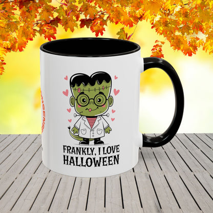 Frankly, I Love Halloween Mug -custom coffee cup for fun Halloween & cozy fall vibes