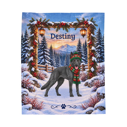 Belgian Malinois (Blue Slate Coat) - Custom Name Woodland Throw, Personalized Winter Dog Dad Blanket