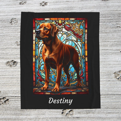 Rottweiler Rare Red Coat Blanket, Velveteen Plush Stained Glass Dog Throw, Custom Dog Lover Gift