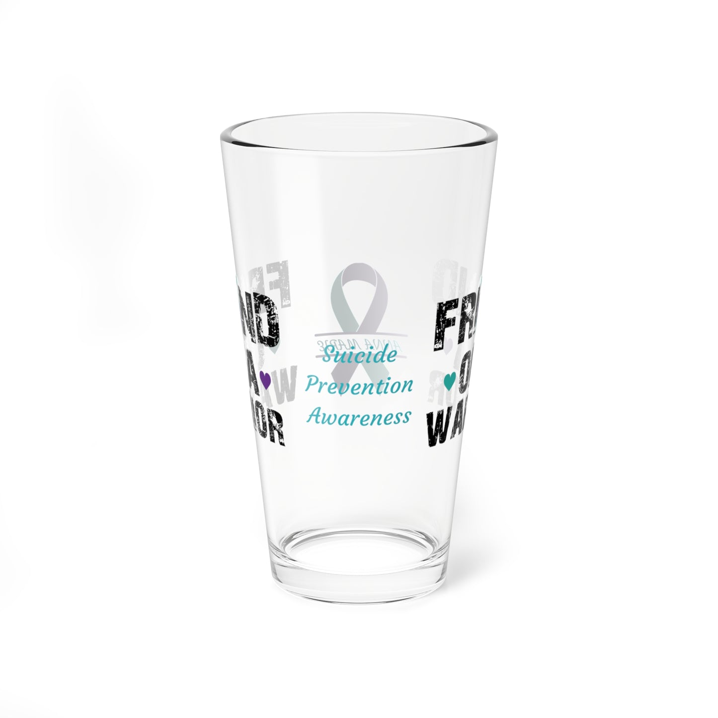 Friend of a Warrior: Personalized Suicide Prevention Awareness Warrior Pint Glass - Proud Family Member