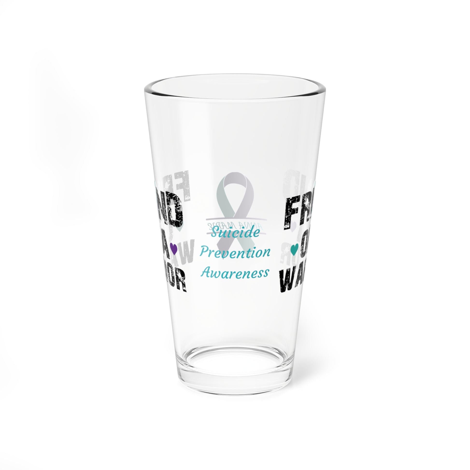 Friend of a Warrior: Personalized Suicide Prevention Awareness Warrior Pint Glass - Proud Family Member