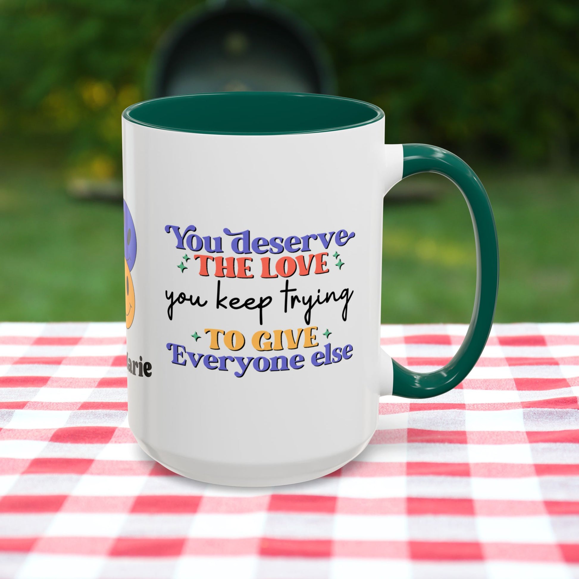 You Deserve the Love You Keep Trying to Give Everyone Else - Custom Retro Self-Care Mug for Emotional Wellness