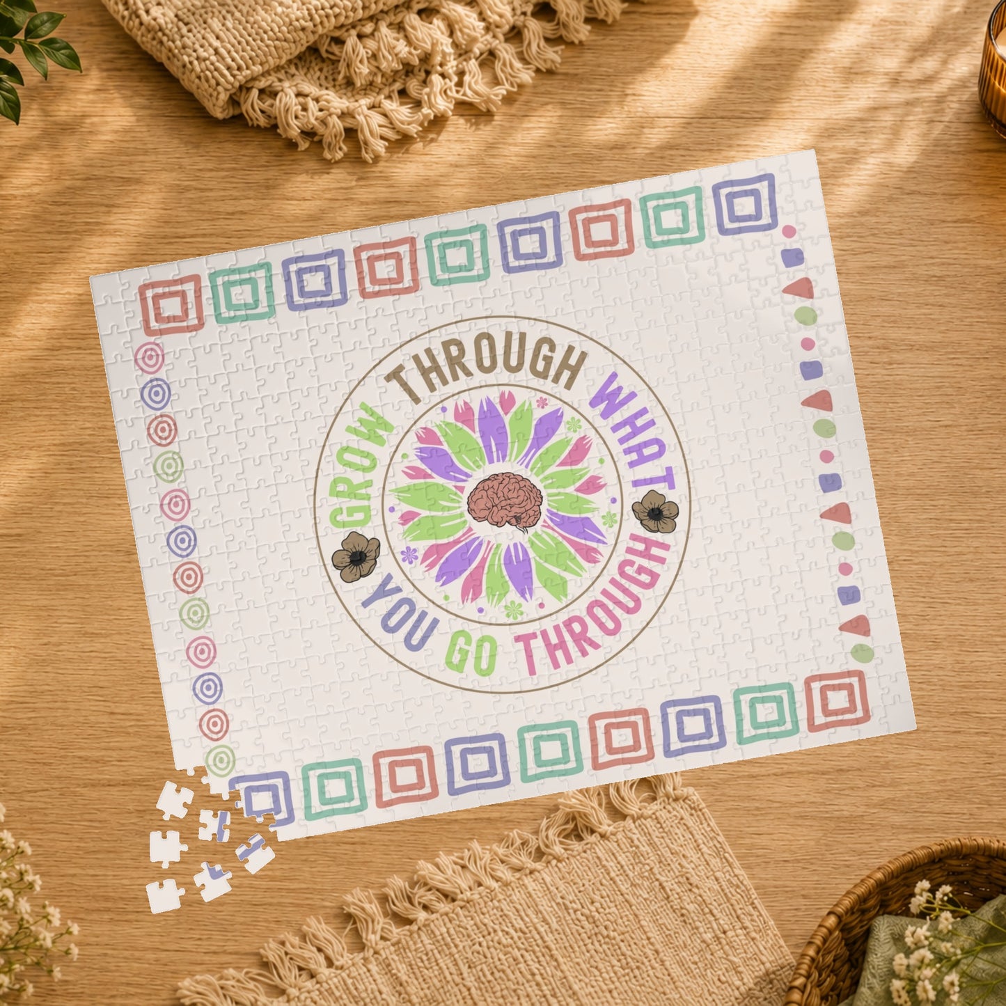 Grow Through What You Go Through - Affirmation Puzzle Gift for Survivors and Puzzle Lovers