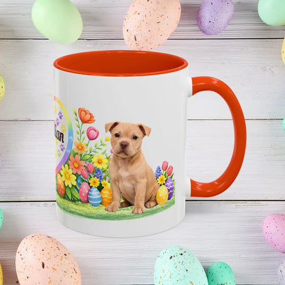 Shop our pitbull fawn puppy easter mug featuring the 11oz style option from MySisterIsASurvivor.