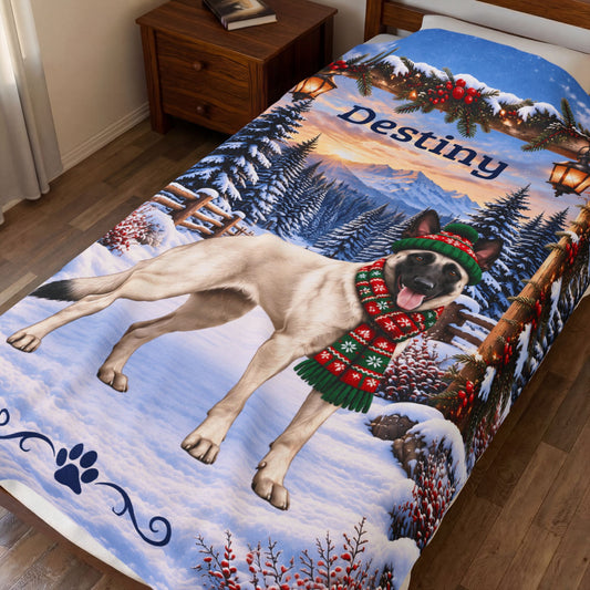 Belgian Malinois (Cream Coat) - Personalized Woodland Blanket, Custom Dog Name Gift for Mali Moms - MySisterIsAsurvor