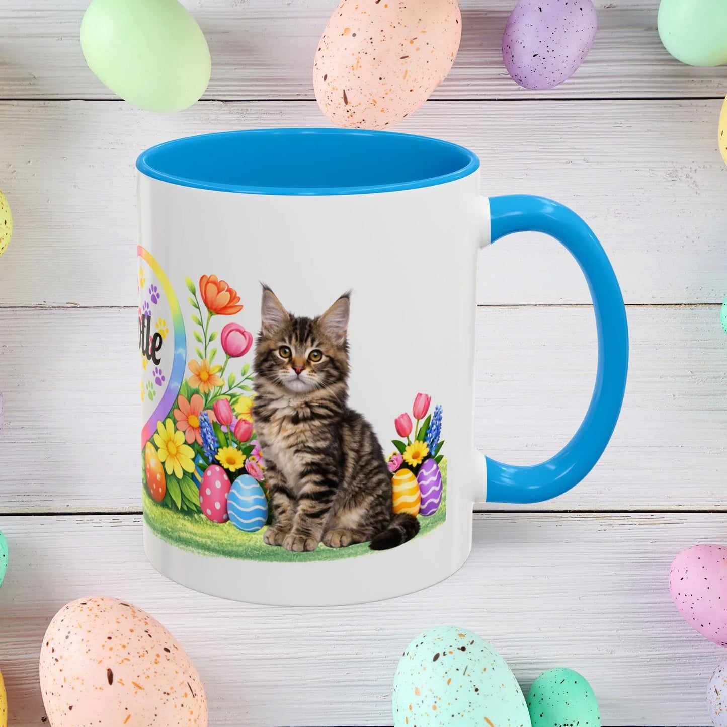 Shop our maine coon kitten easter mug featuring the 11oz style option from MySisterIsASurvivor.