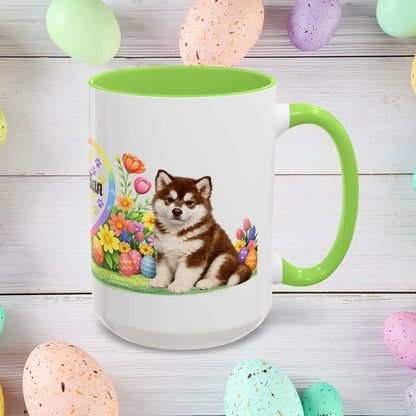 Shop our alaskan malamute red white puppy easter mug featuring the 15oz style option from MySisterIsASurvivor.