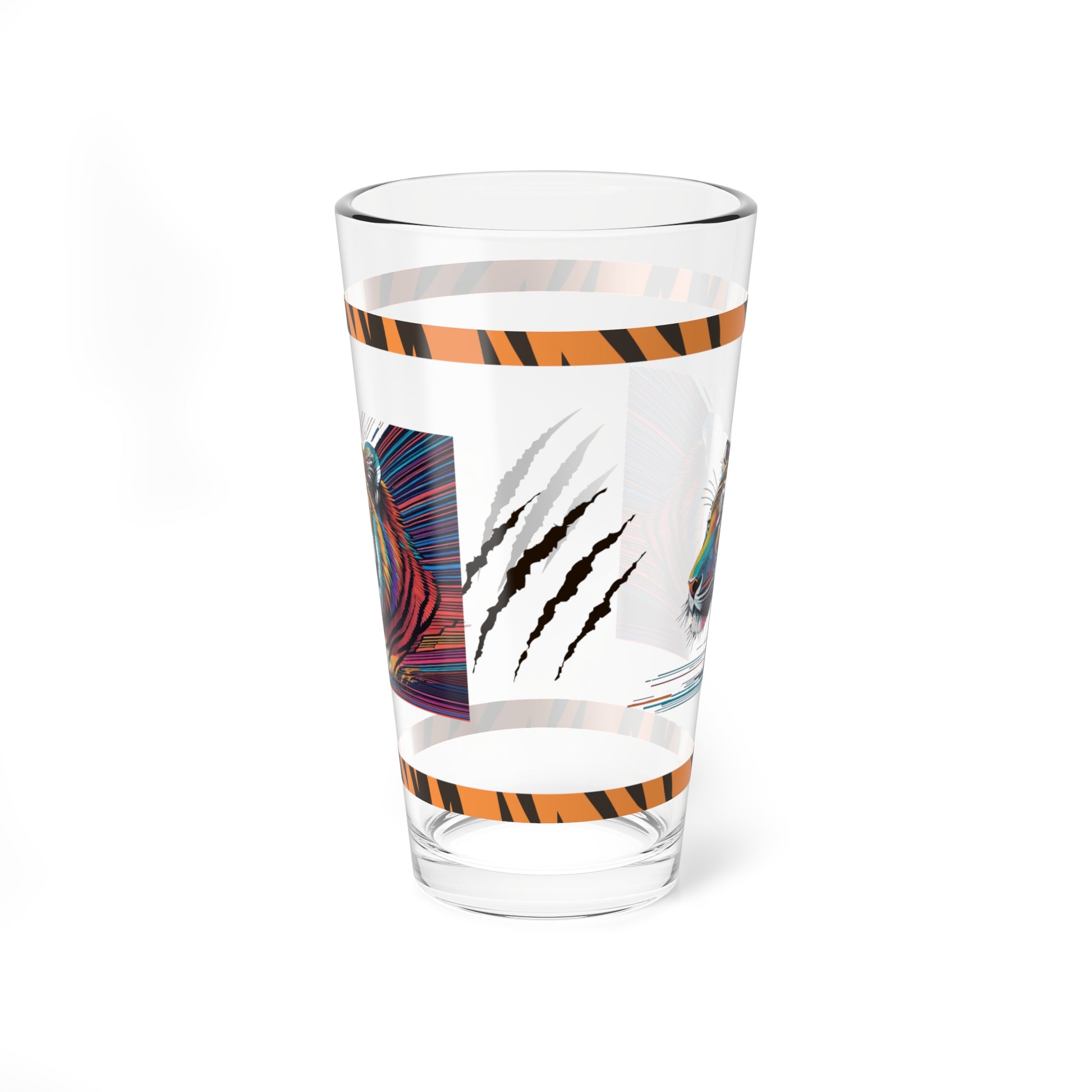 Bold Tiger Strides 16oz Tiger Pint Glass - Inspiring Strength, Courage, and Empowerment
