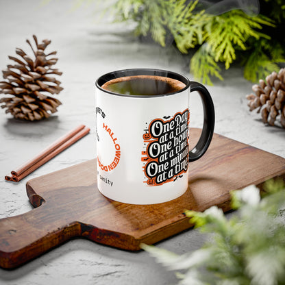 One Day at a Time Halloween Mug - Personalized Recovery & Mental Health Coffee Cup Gift