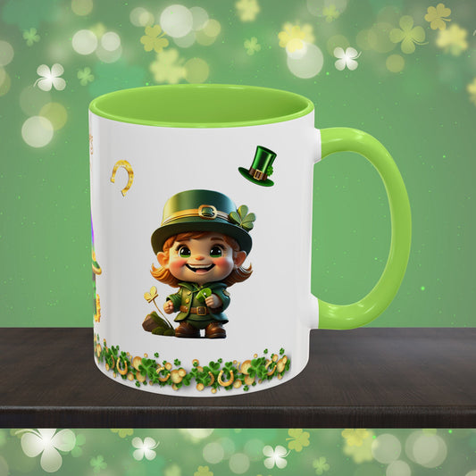 Leprechaun Mischief Logic: St. Patrick's Day Two-Tone Coffee Mug - Festive Ceramic Mug for Positivity & Mindfulness