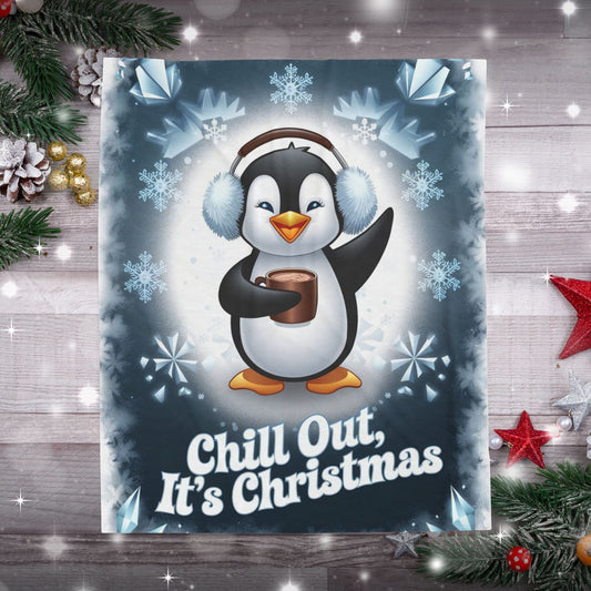 Soft Christmas blanket “Chill Out, It’s Christmas” cozy holiday throw for relaxing and winter comfort