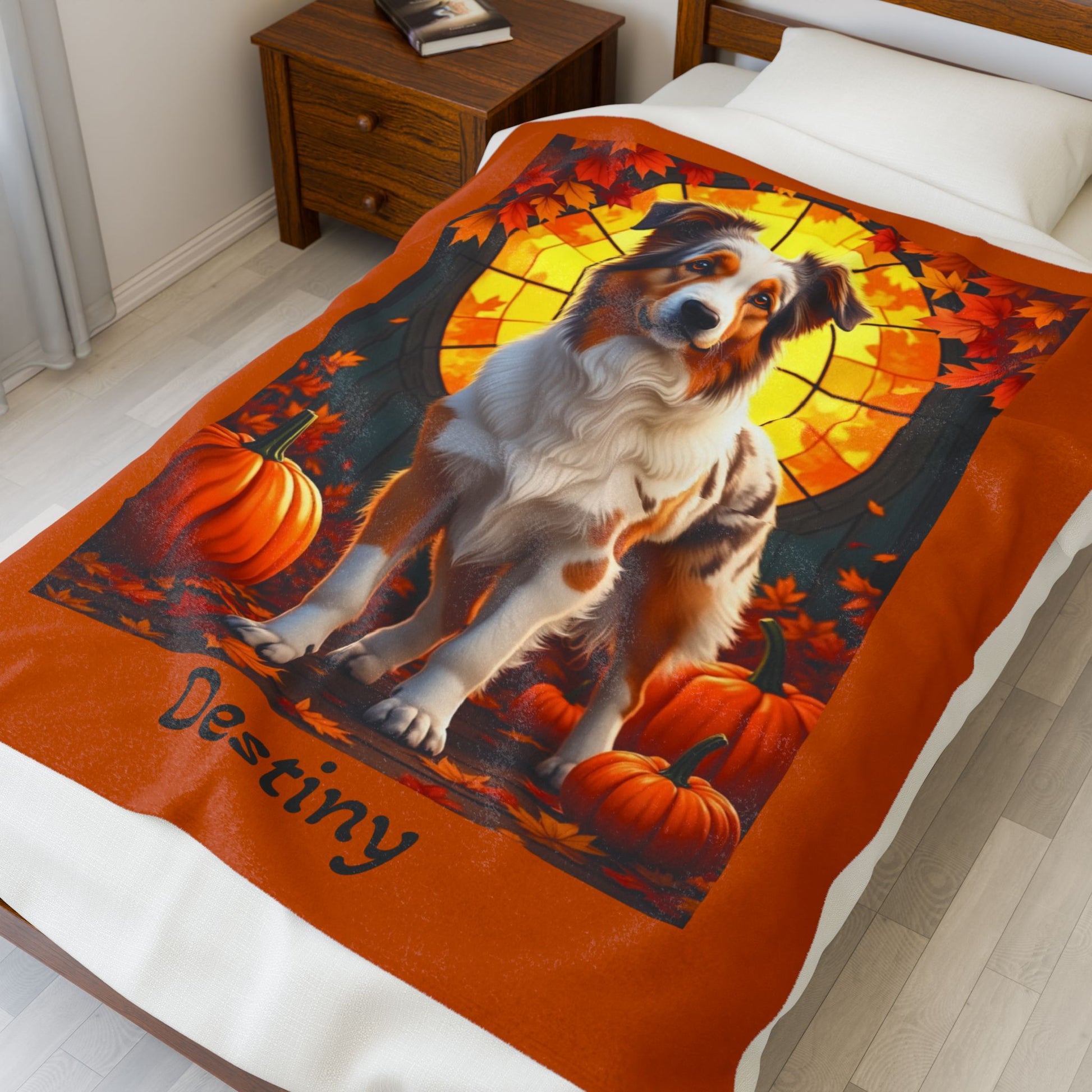 Australian Shepherd Red Merle Coat Velveteen Blanket, Personalized Dog Throw, Custom Herding Breed Gift