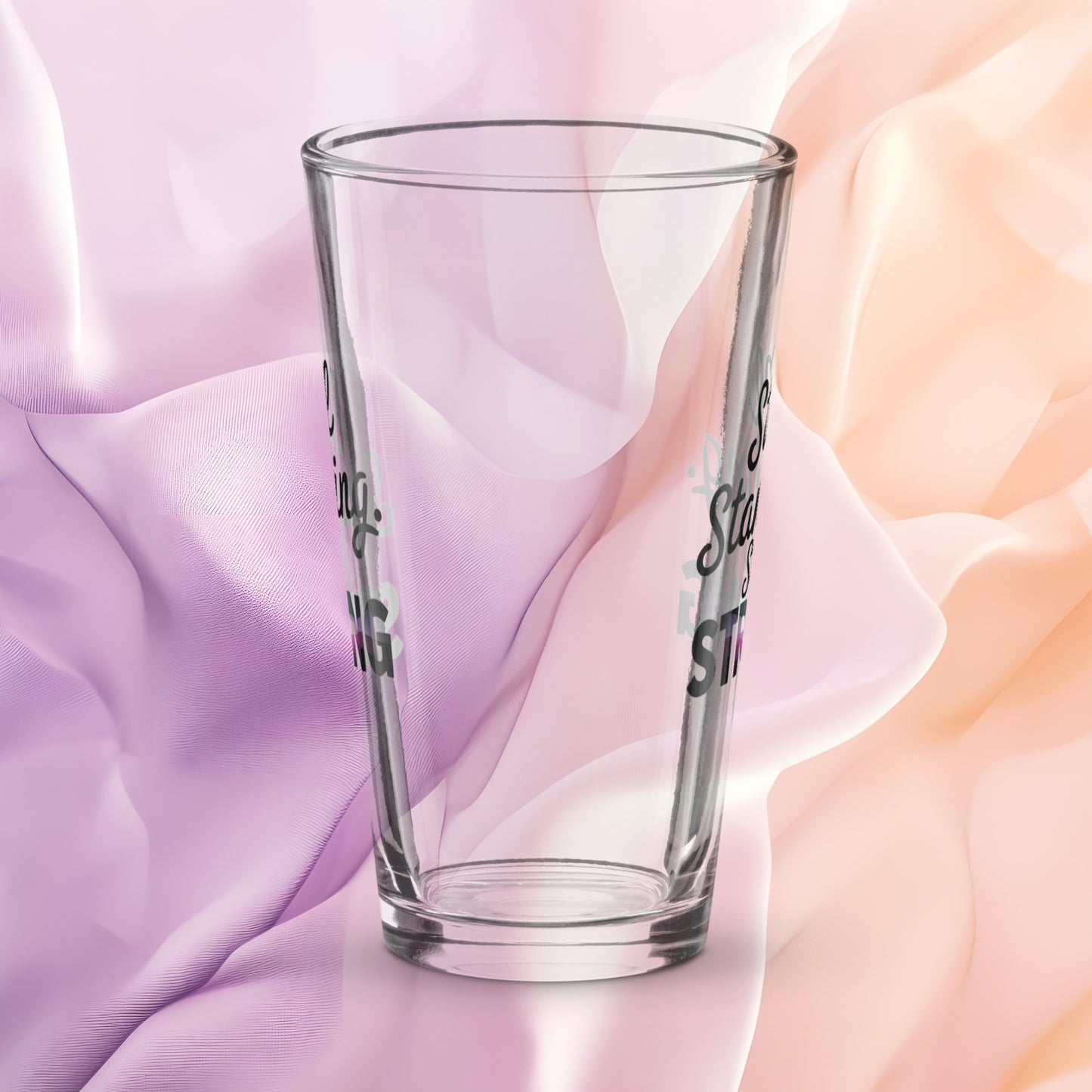 Still Standing Still Strong pint glass, survivor empowerment quote, domestic violence awareness glass