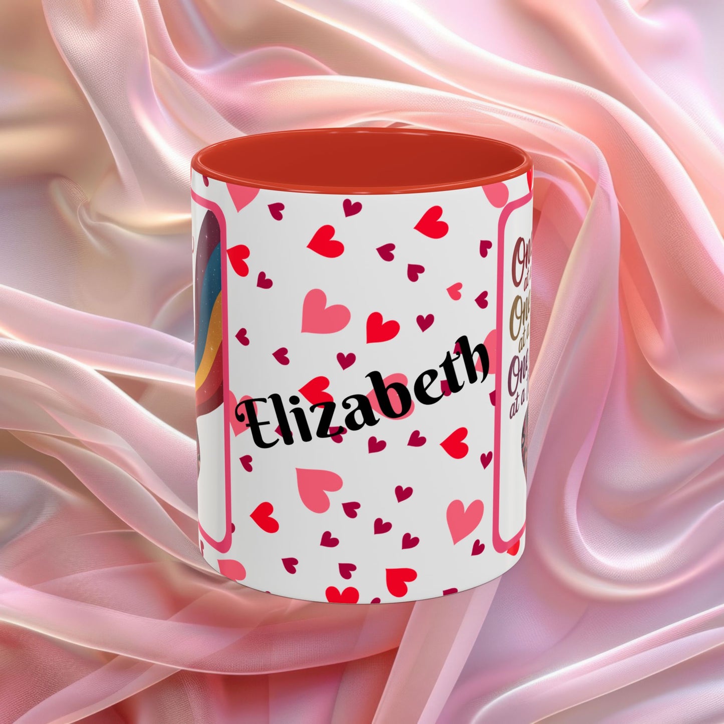 One Day At A Time Valentines mug promoting calm and patience, supportive Valentine coffee cup