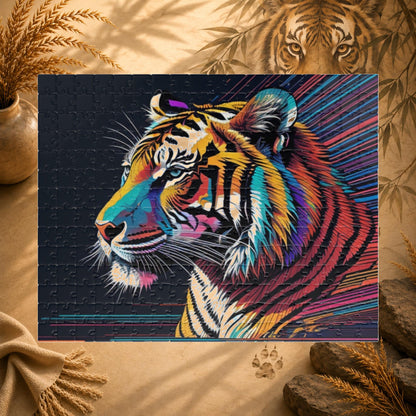 Colorful tiger illustration on a black background