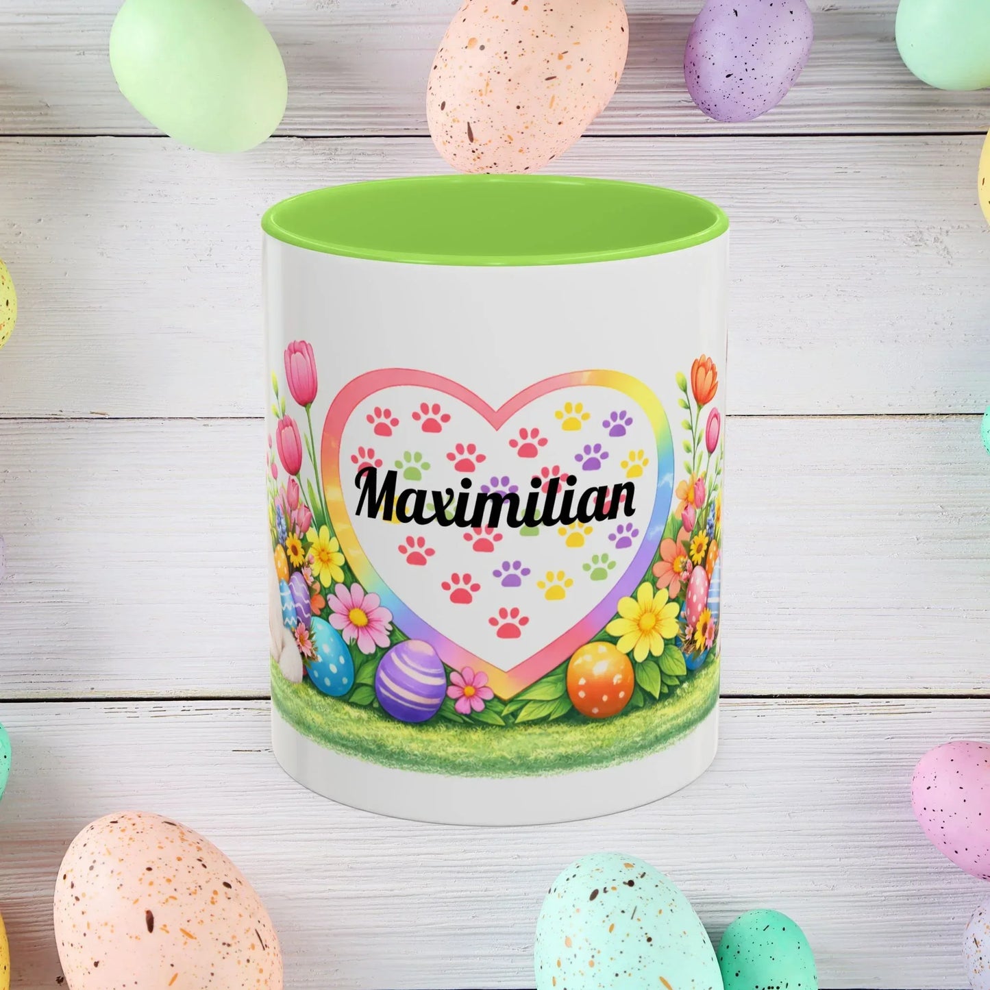 Shop our premium akita white puppy easter mug from MySisterIsASurvivor.