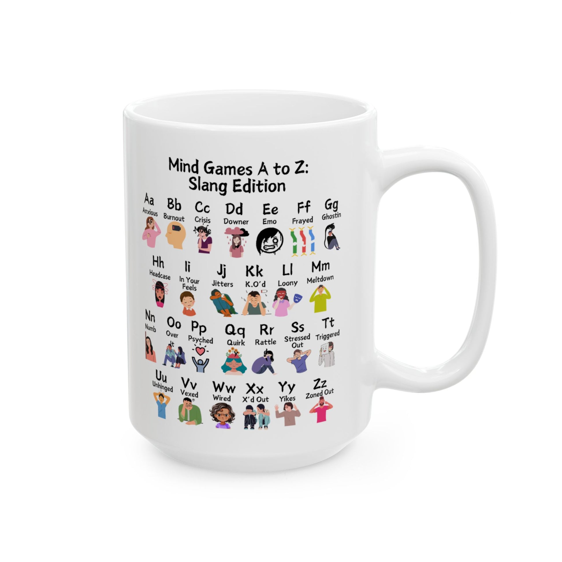 Mind Games A to Z: Slang Edition Ceramic Mug, (11oz, 15oz)