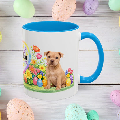 Shop our pitbull fawn puppy easter mug featuring the 11oz style option from MySisterIsASurvivor.
