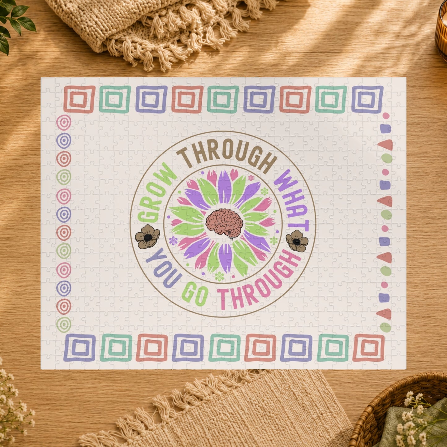 Grow Through What You Go Through - Affirmation Puzzle Gift for Survivors and Puzzle Lovers