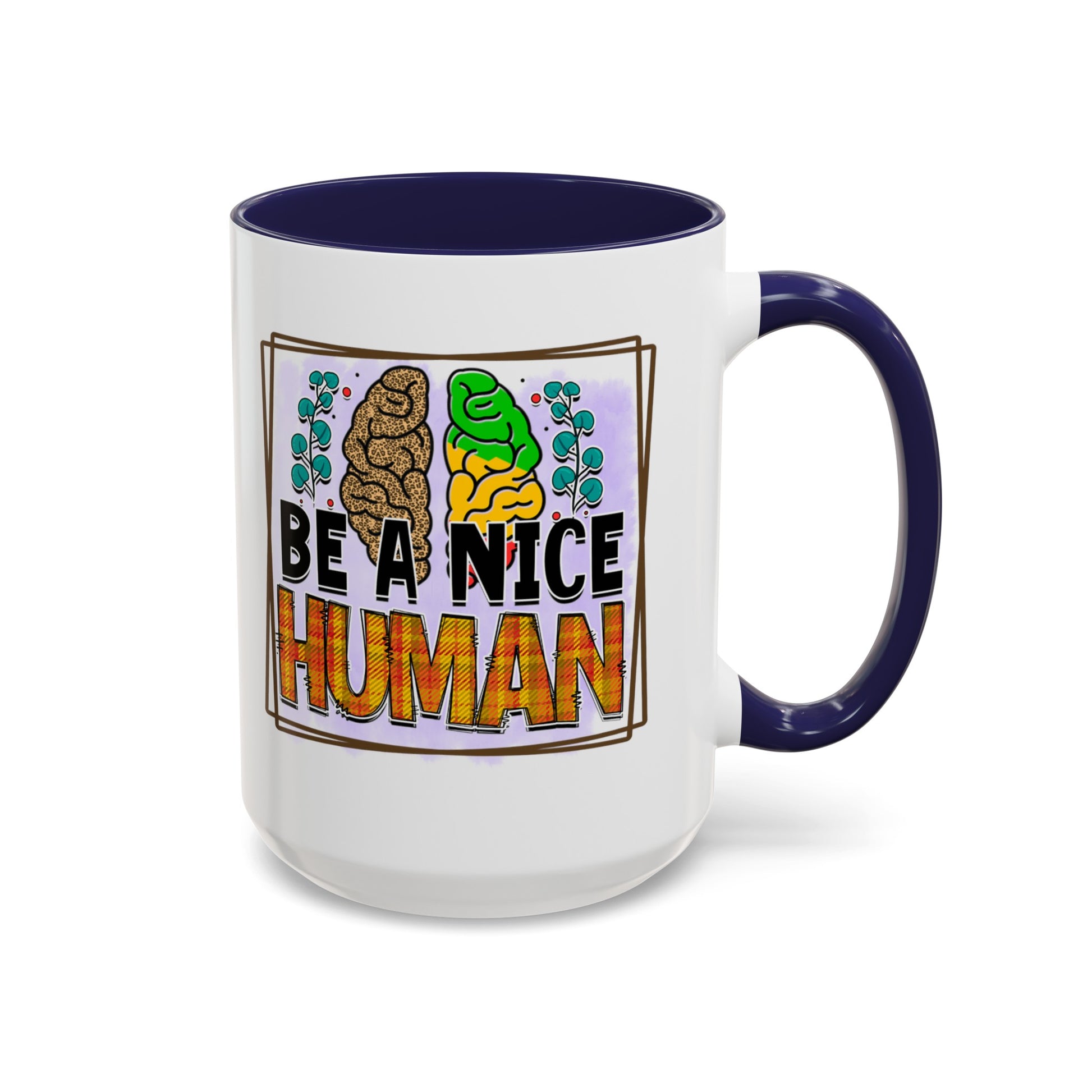 Be A Nice Human - Accent Coffee Mug (11, 15oz)