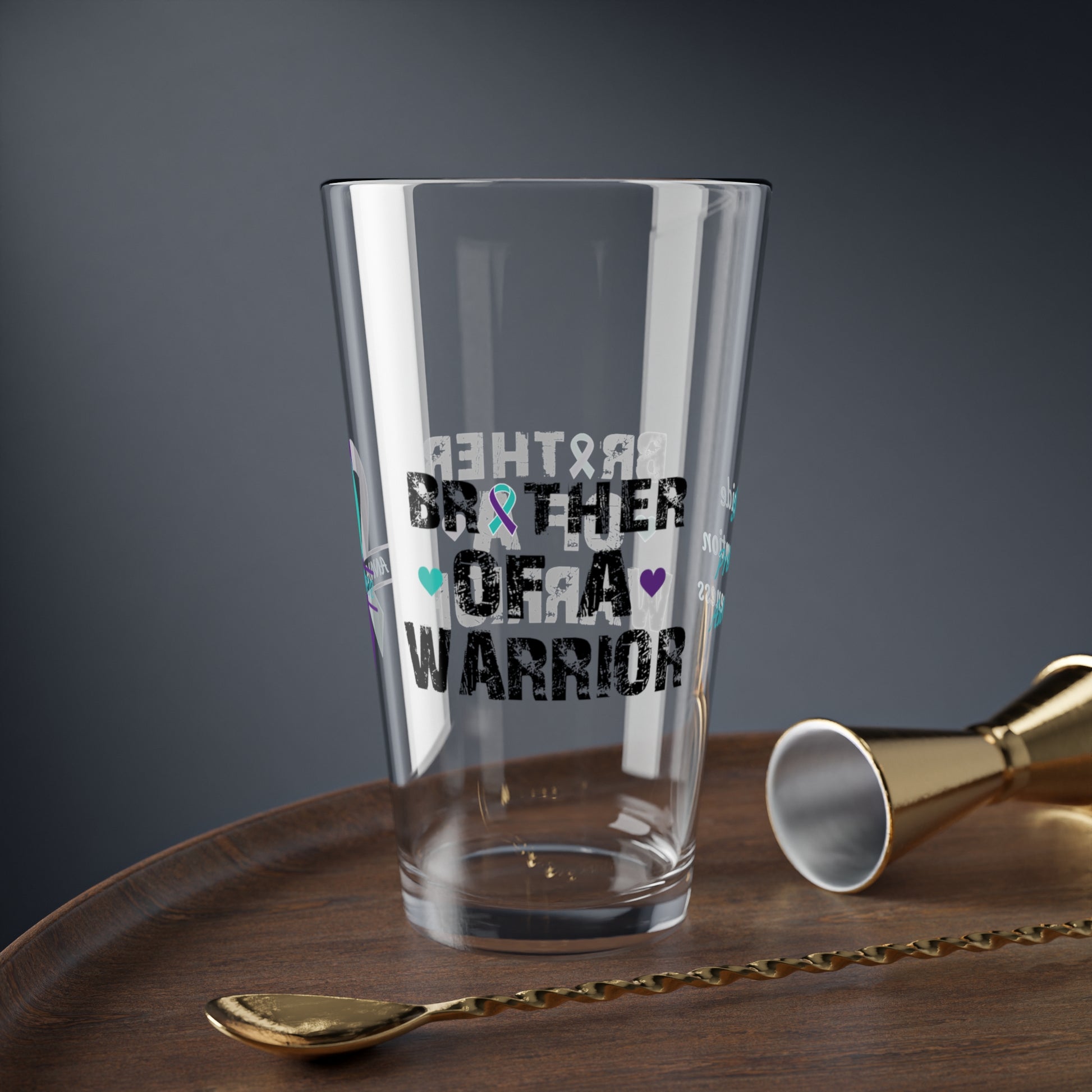 Brother of a Warrior: Personalized Suicide Prevention Awareness Warrior Pint Glass - Proud Family Member