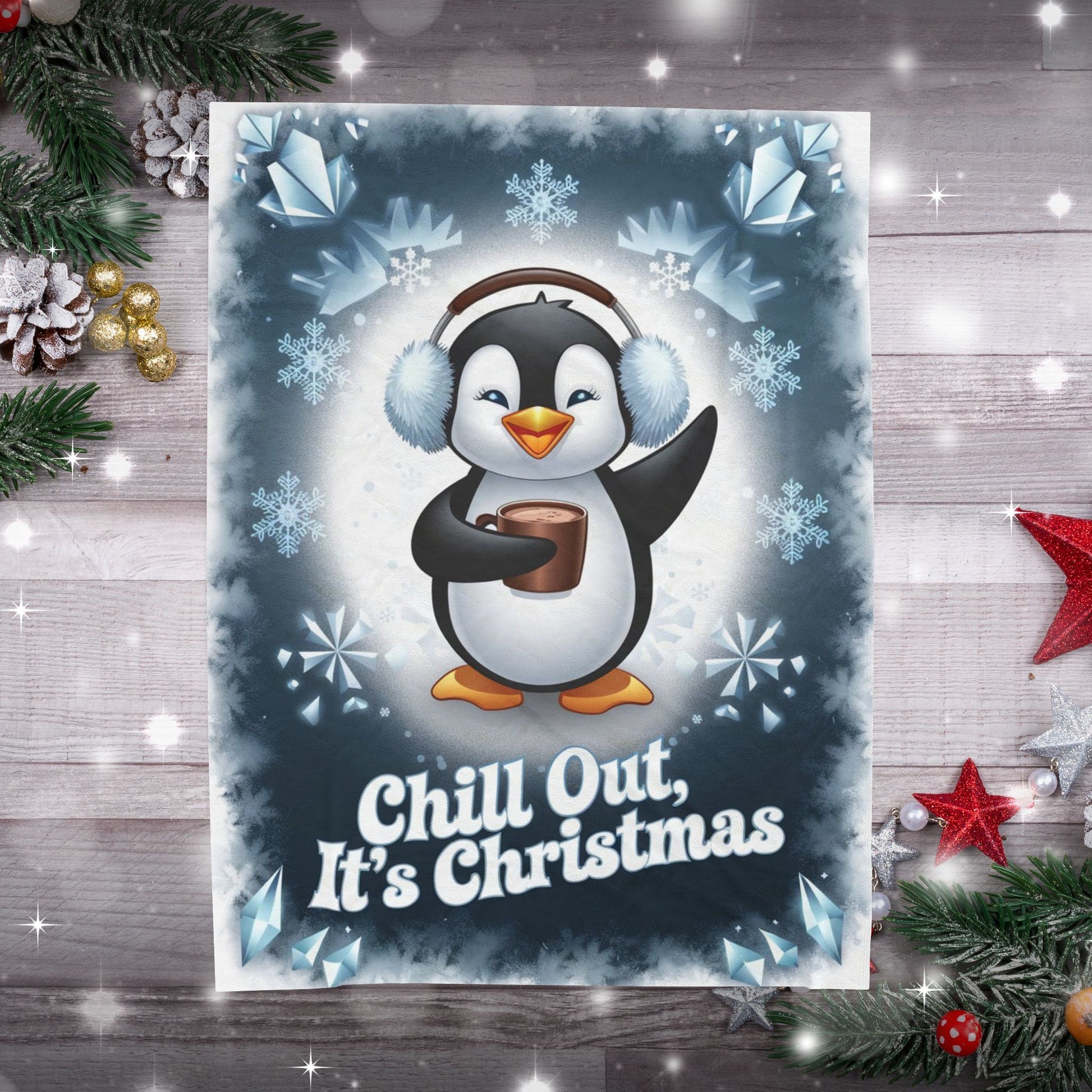 Soft Christmas blanket “Chill Out, It’s Christmas” cozy holiday throw for relaxing and winter comfort