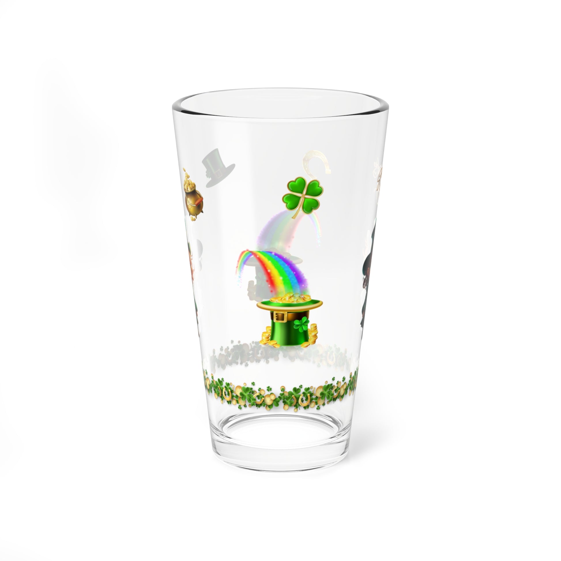 Mystical Leprechaun Magic: Mindful St. Patrick's Day 16oz Pint Glasses - Festive Design for Positivity & Wellness