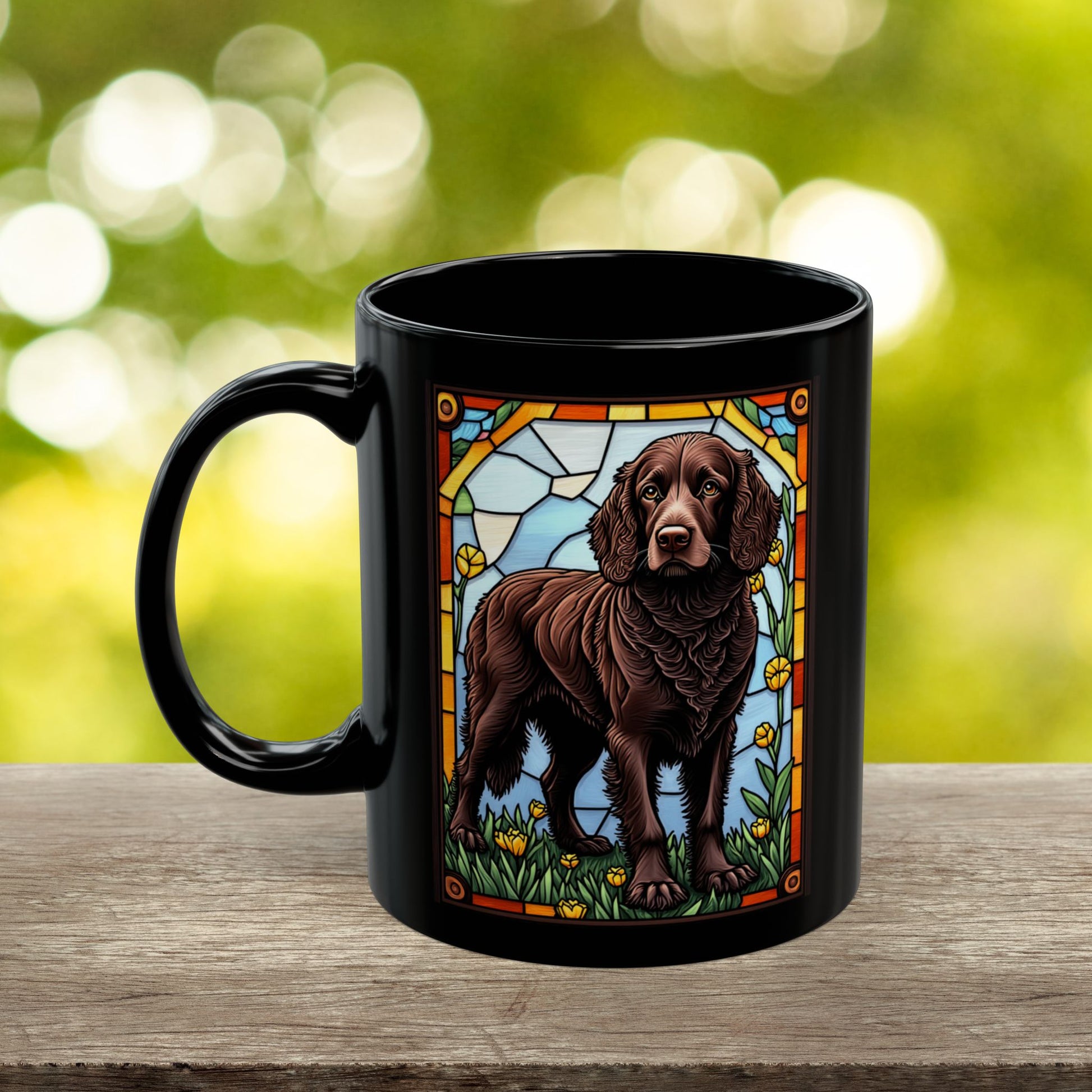 American Water Spaniel personalized mug, stained glass coffee cup gift for dog lovers and pet parents