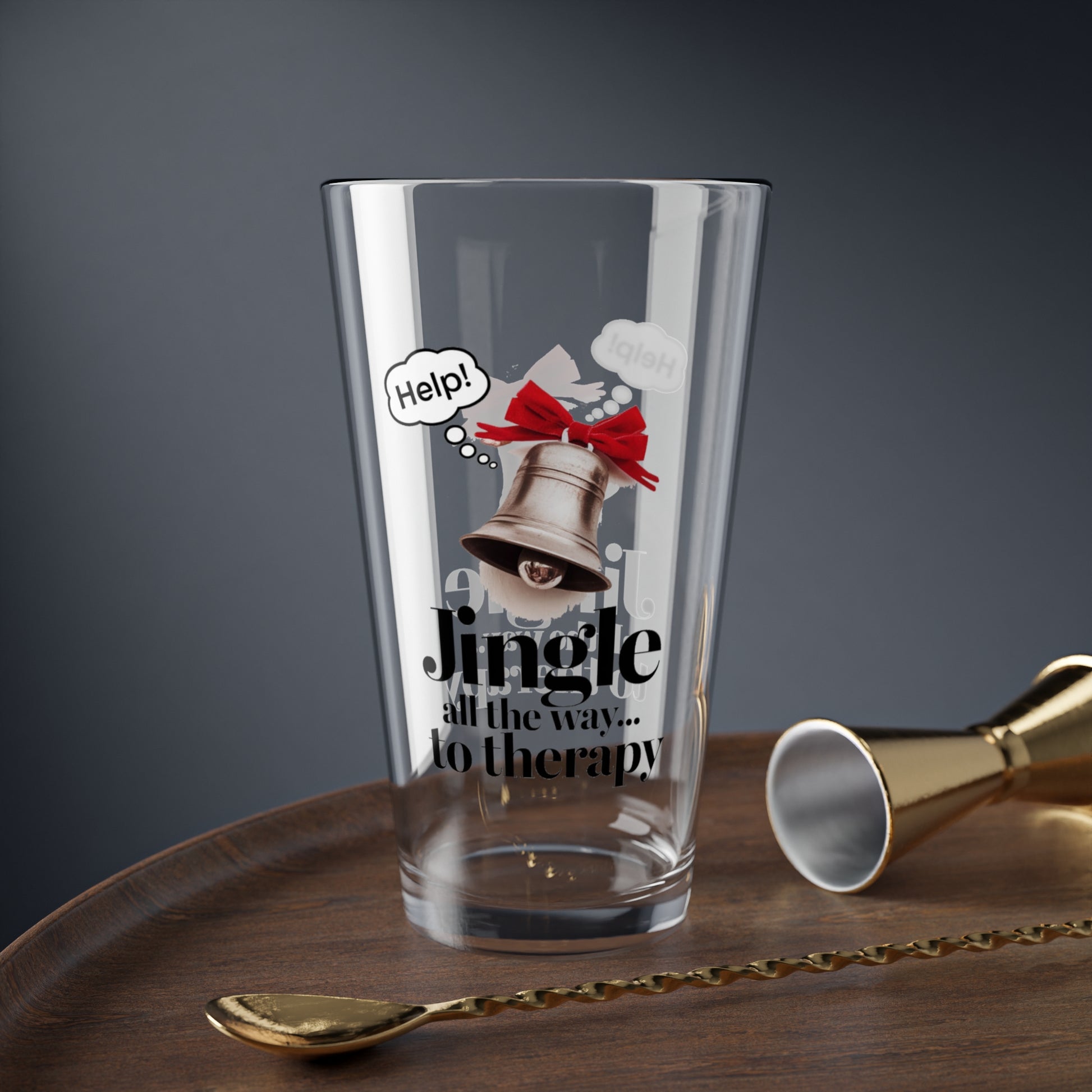 Jingle All The Way... To Therapy, Christmas Pint Glass, 16oz