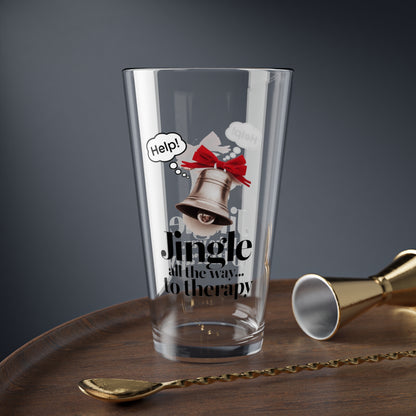Jingle All The Way... To Therapy, Christmas Pint Glass, 16oz